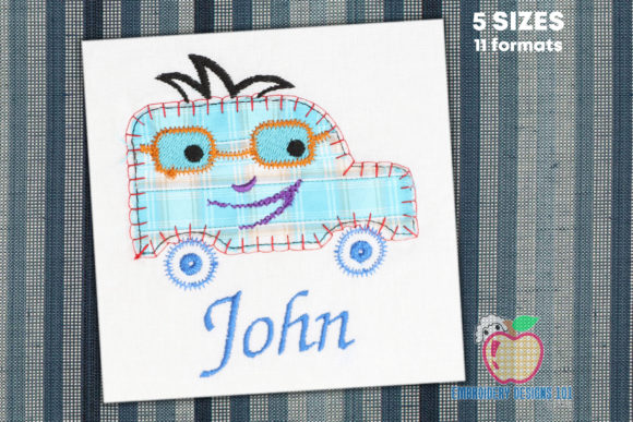 Cartoon Toy Van with Sunglasses Applique