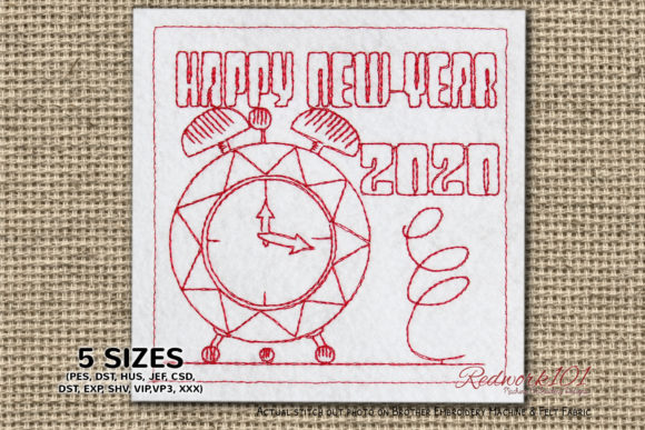 Charming New Year Antique Alarm Clock Redwork