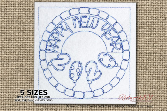 Circular Happy New Year 2020 Redwork Review