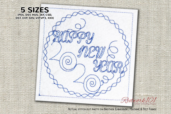 Happy New Year 2020 Circle Redwork