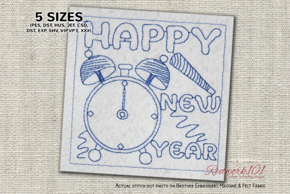 Happy New Year Alarm Clock Redwork
