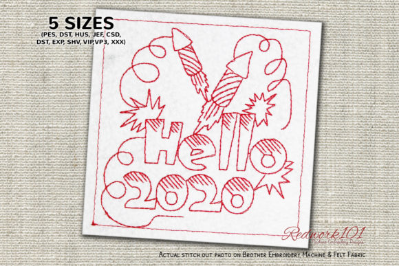 Hello 2020 with Firework Redwork