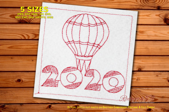 Hot Air Balloon Hanging 2020 Redwork