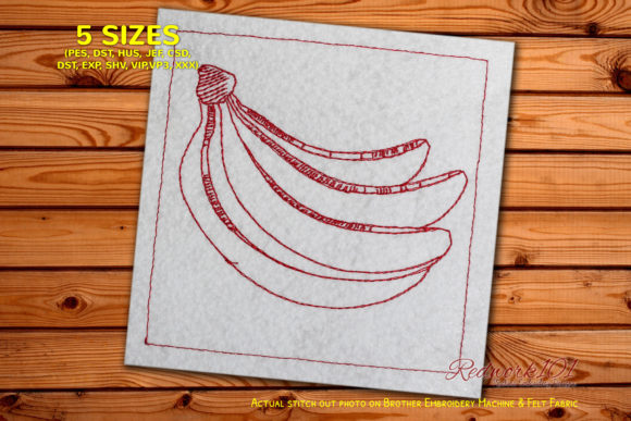 Organic Banana Redwork: A Charming Embroidery Design