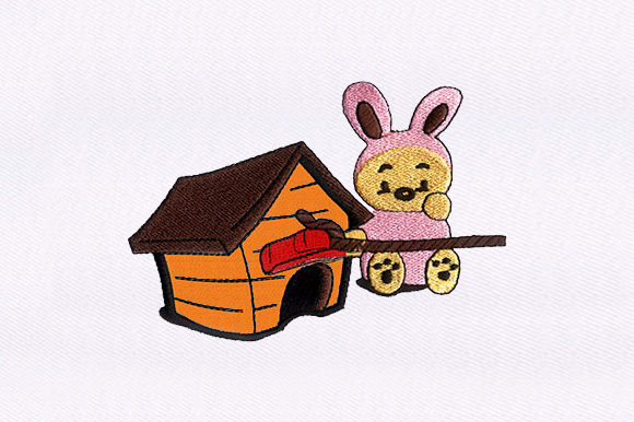 Rabbit Teddy Bear: A Charming Embroidery Design