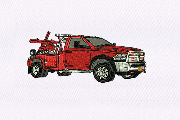 Red Pickup Truck: A Detailed Embroidery Design