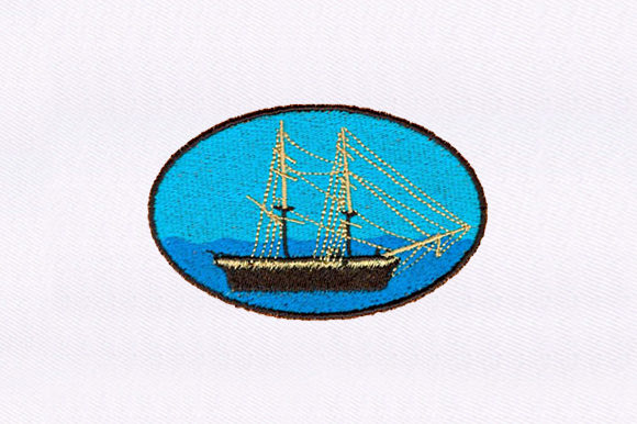 Ship Scenery: A Bold and Elegant Embroidery Design