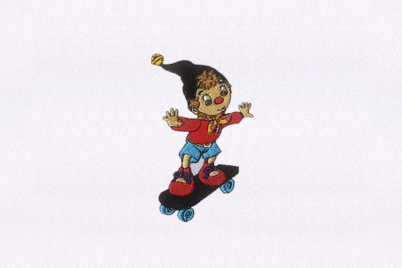 Skateboarding Puppet: A Playful Embroidery Addition
