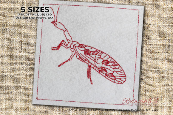 Snakefly Redwork: A Charming Embroidery Design